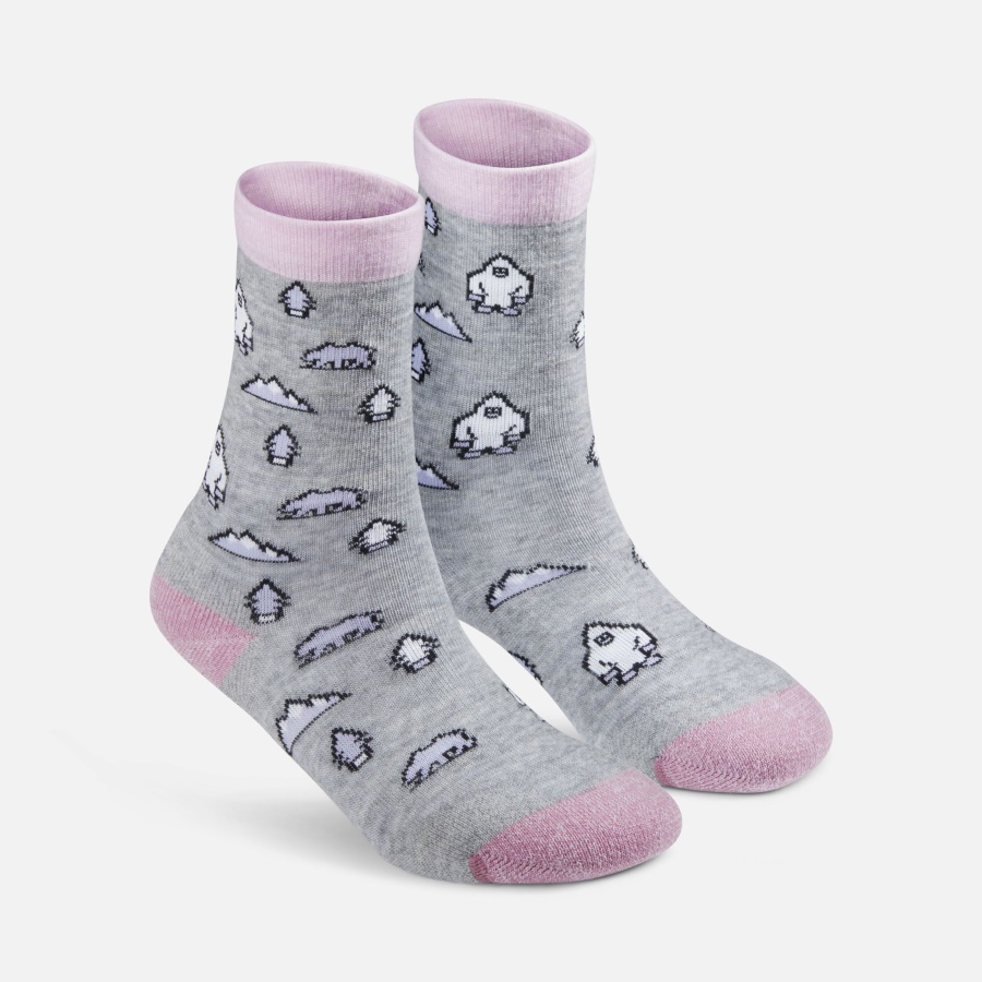 Feather Yeti Print Kids' Comfy Crew Socks 2-Pack Keen