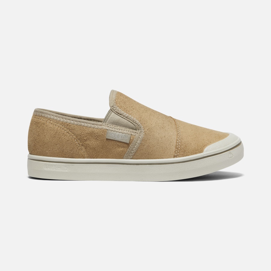 Beige-Silver Birch Keen Women's Elsa Harvest Leather Slip-On