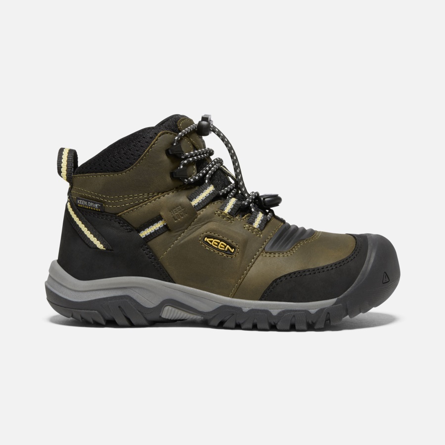 Dark Olive-Dusky Citron Big Kids' Ridge Flex Waterproof Boot Keen
