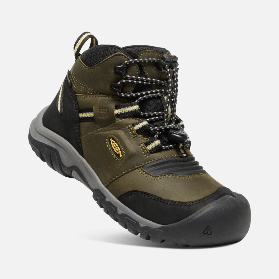 Dark Olive-Dusky Citron Big Kids' Ridge Flex Waterproof Boot Keen