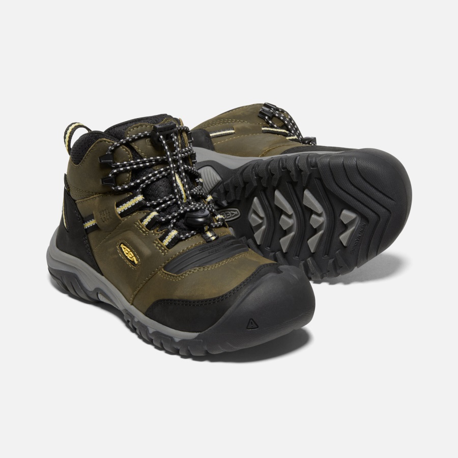 Dark Olive-Dusky Citron Big Kids' Ridge Flex Waterproof Boot Keen