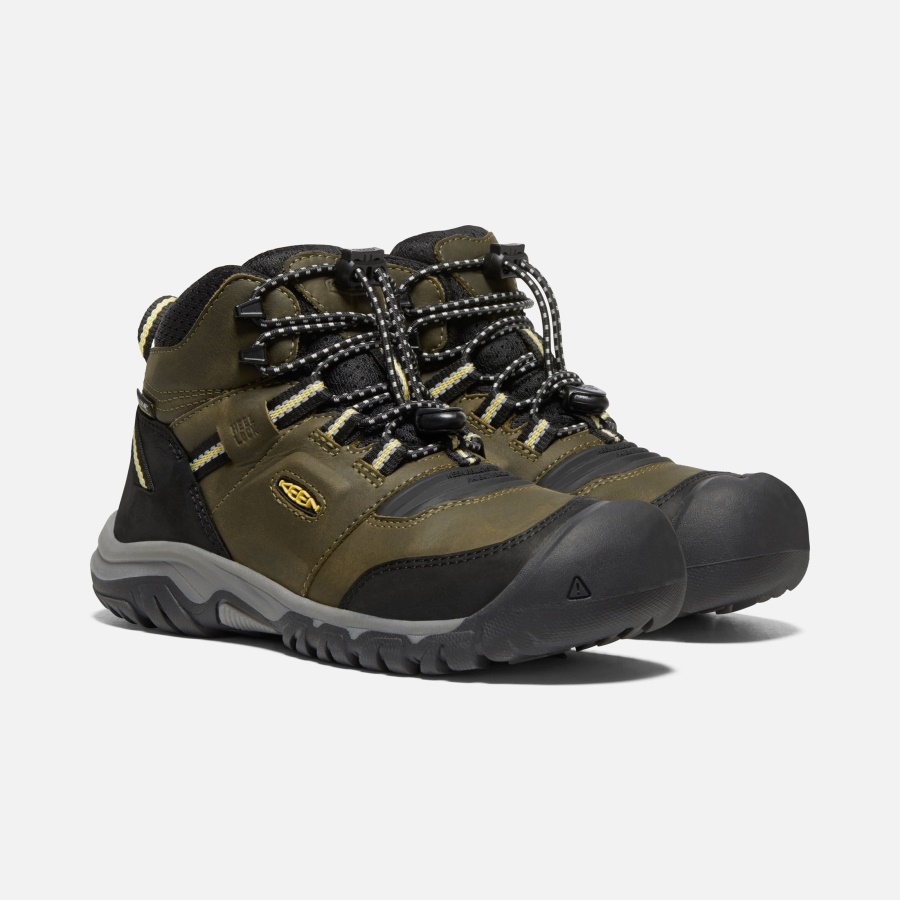 Dark Olive-Dusky Citron Big Kids' Ridge Flex Waterproof Boot Keen