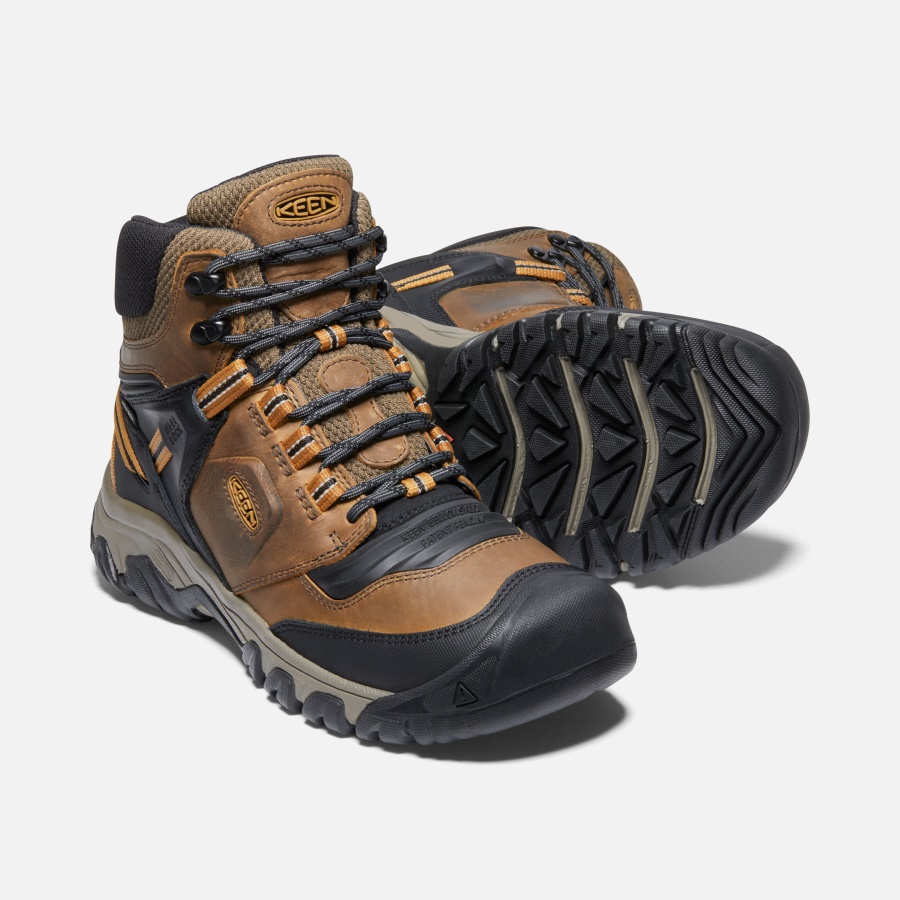 Keen Bison-Golden Brown Men's Ridge Flex Waterproof Boot Wide