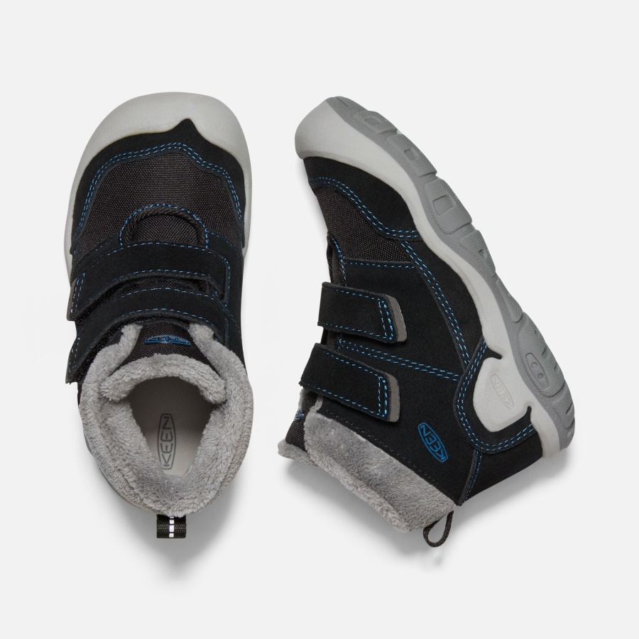 Black-Mykonos Blue Keen Little Kids' Knotch Double Strap Chukka