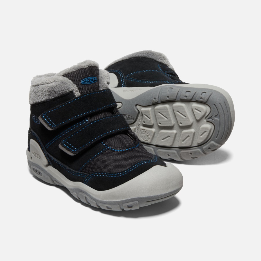 Black-Mykonos Blue Keen Little Kids' Knotch Double Strap Chukka