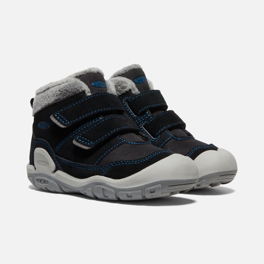 Black-Mykonos Blue Keen Little Kids' Knotch Double Strap Chukka