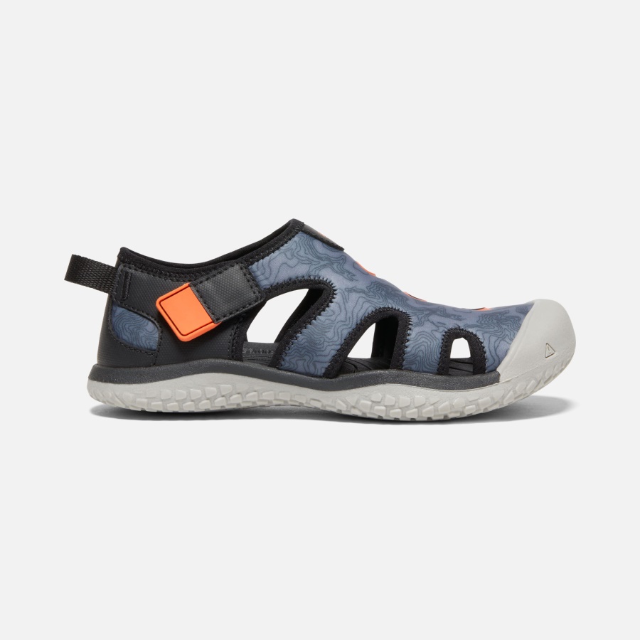 Black-Safety Orange Big Kids' Stingray Sandal Keen