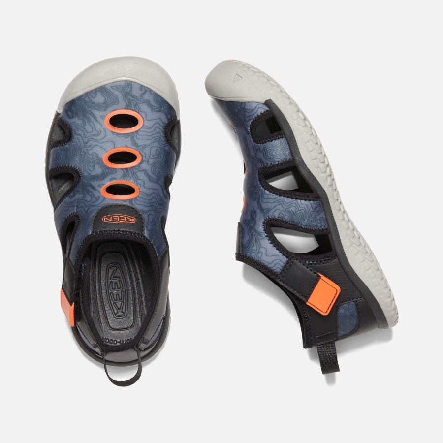 Black-Safety Orange Big Kids' Stingray Sandal Keen