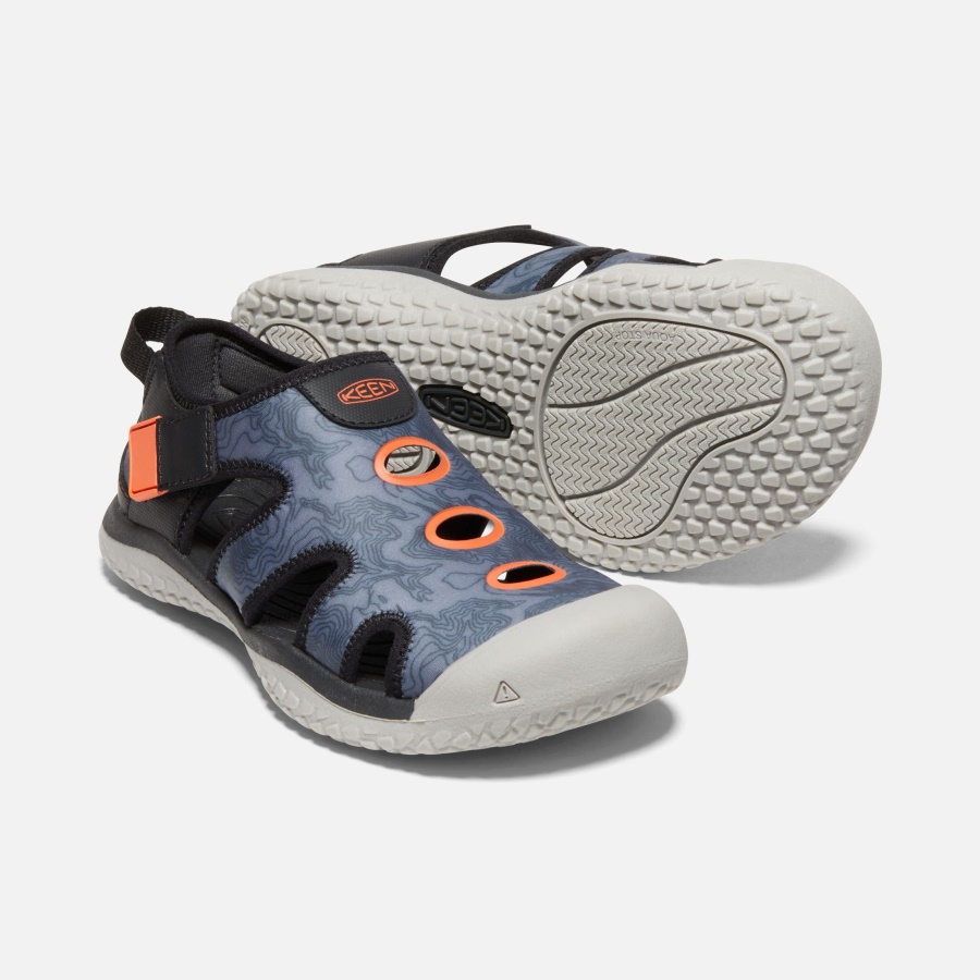 Black-Safety Orange Big Kids' Stingray Sandal Keen