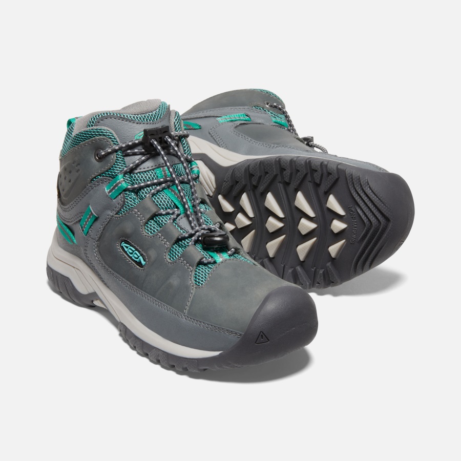 Keen Steel Grey-Porcelain Big Kids' Targhee Waterproof Boot