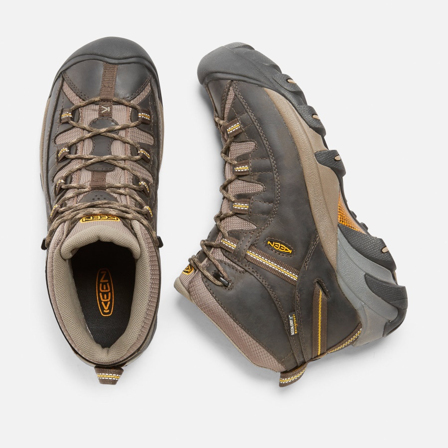 Black Olive-Yellow Men's Targhee II Mid Waterproof Hiking Boots Keen