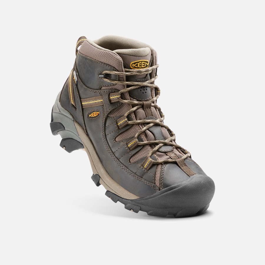 Black Olive-Yellow Men's Targhee II Mid Waterproof Hiking Boots Keen