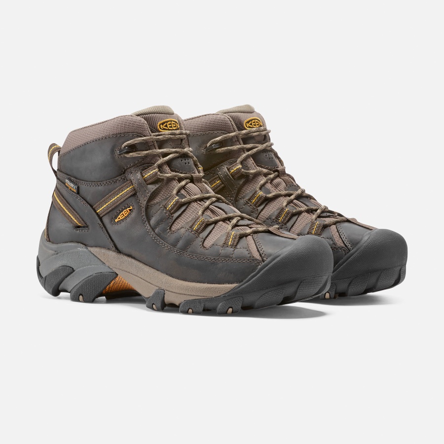 Black Olive-Yellow Men's Targhee II Mid Waterproof Hiking Boots Keen